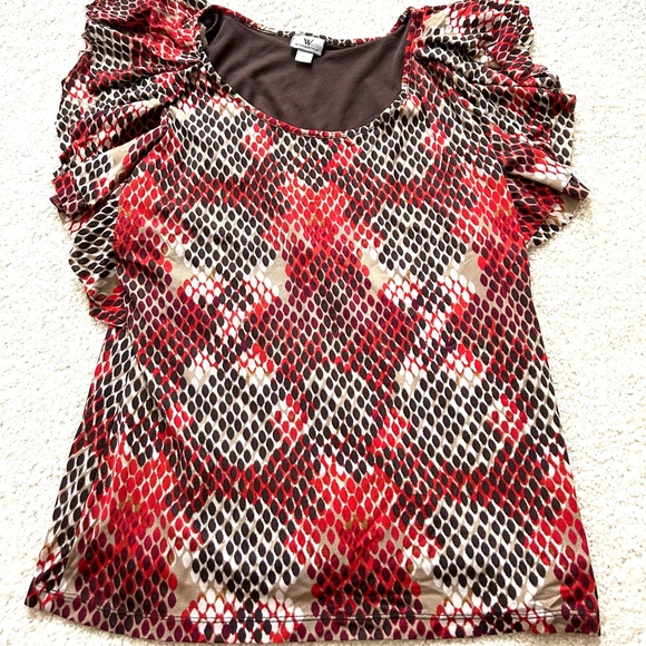 Worthington Red and Brown Blouse - Picture 1 of 3